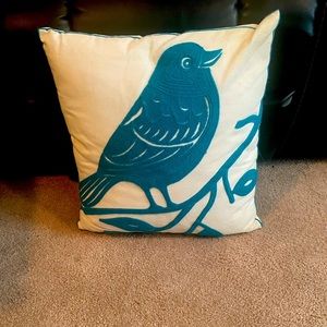 Decorative Teal Bird Pillow